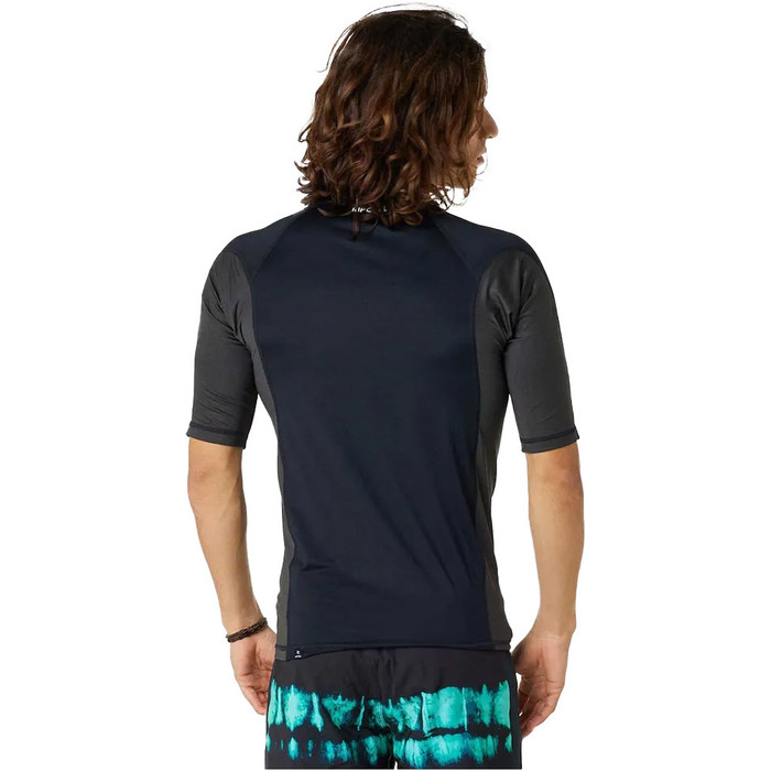 2024 Rip Curl Hombres Waves UPF Performance Chaleco De Lycra De Manga Corta 142MRV - Black